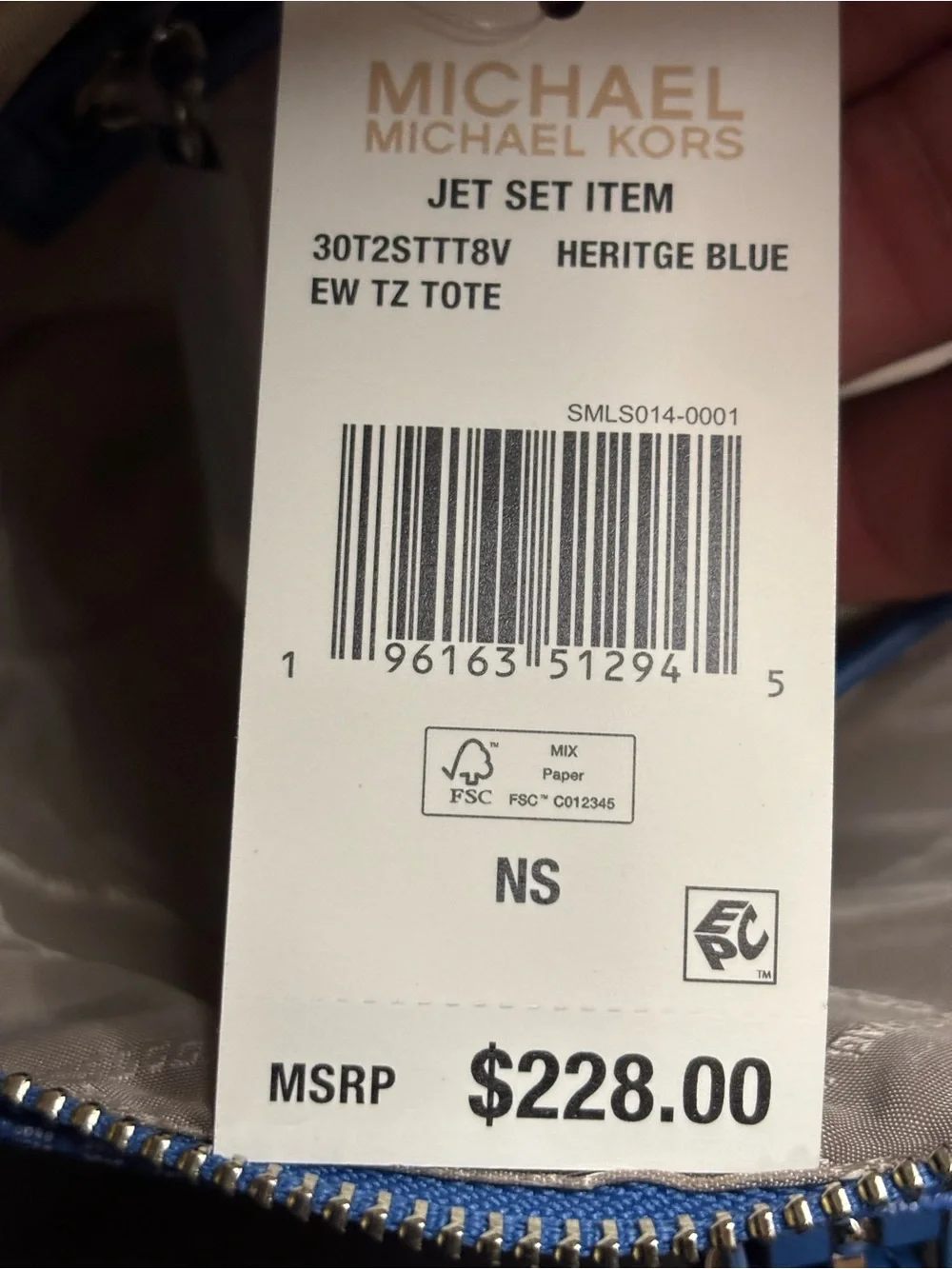 Michael Kors Light Blue MK Logo Tote with Gold Charm